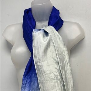 Eileen Fisher 100% Silk Ombré Scarf – Blue to Pale Blue – Made in Japan